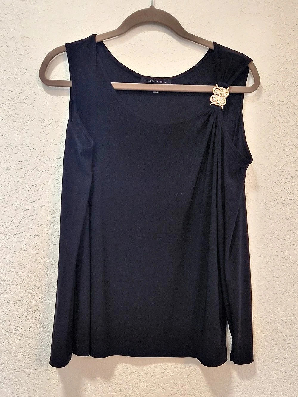 Atelier 29 Black Draped Tank Top Size XL Like New